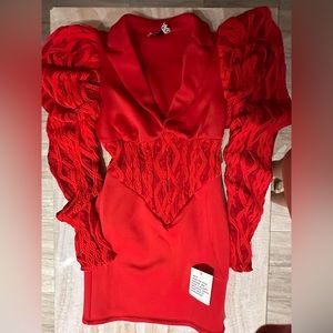 Red cocktail corset dress, tags attached and super flattering!